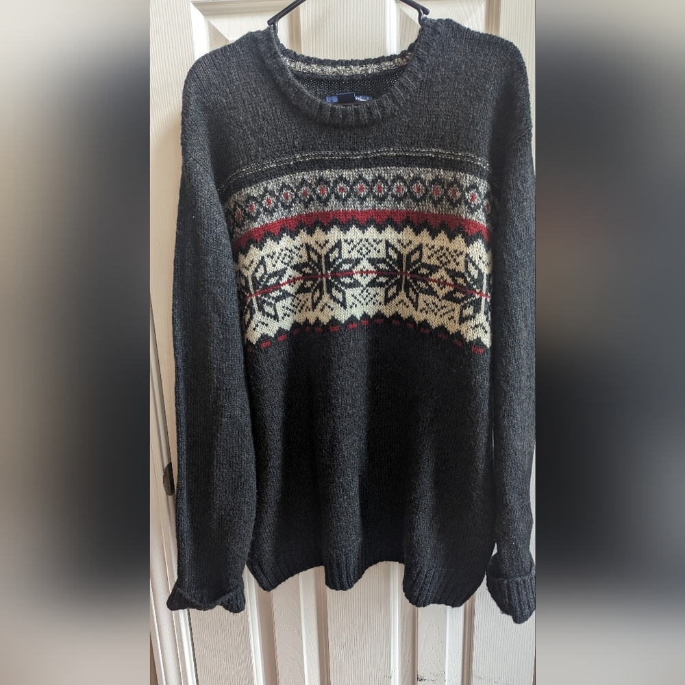 Men's Black Patterned Sweater - image 1